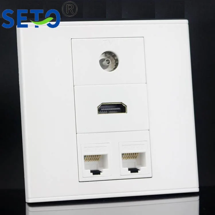 Настенная розетка 4 порта 2 CAT5E и один порт TV HDMI Панель facepla|Электрические розетки| |