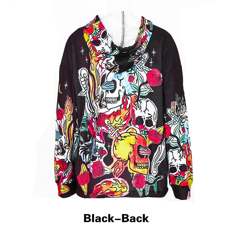 Sweatshirt Hoodies Streetwear Women Pullover Clothing Autumn Winter Digital Printing White Black Hooded Loose Female Top Leisure