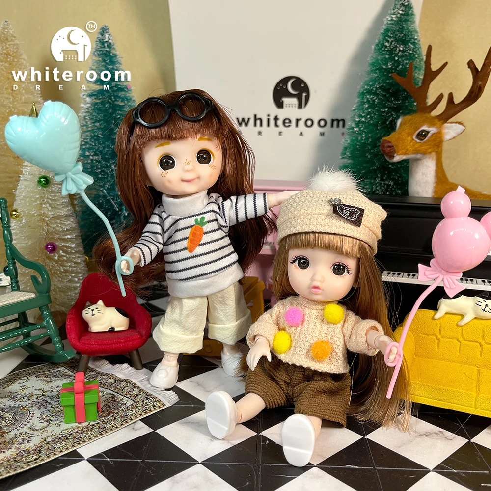 2024 New Christmas Gift Doll For Children Girl BJD Naked Blue Eye PVC Face Clothes Accessories16cm 13 Movable Joints Ppresent 5