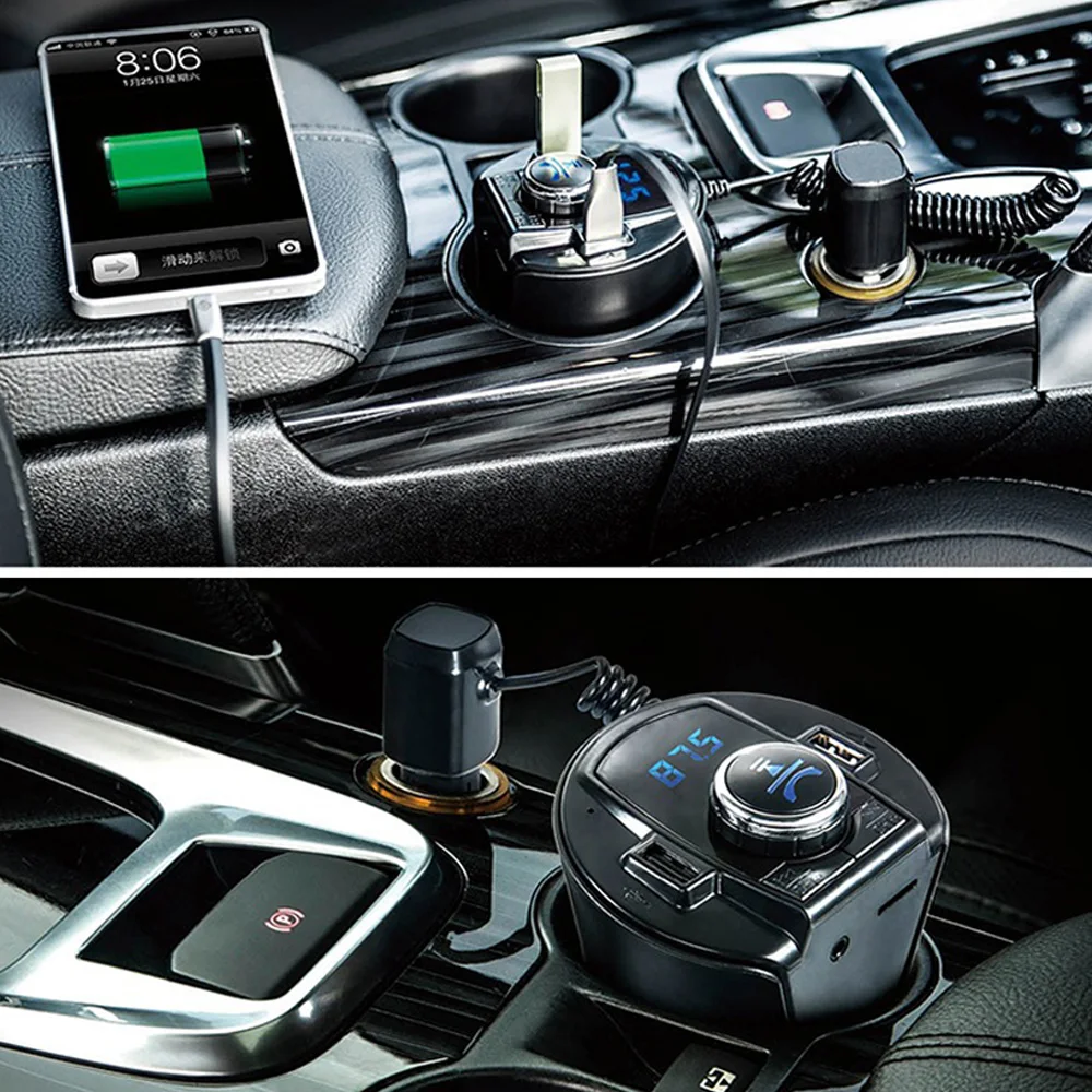 Автомобильный MP3-плеер в форме чашки Bluetooth громкой связи беспроводной передатчик автомобильный комплект USB зарядное устройство адаптер авто радио