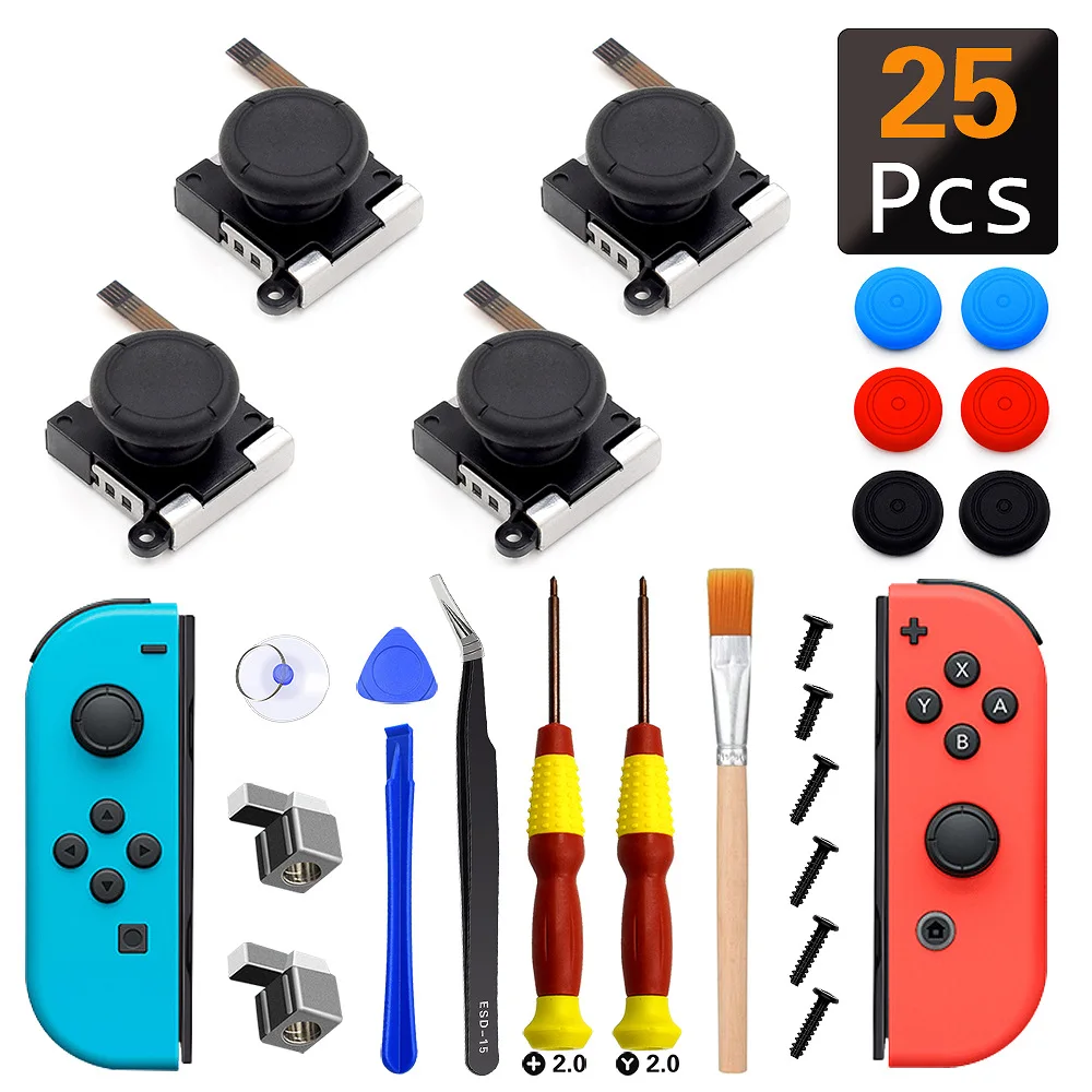 25pcs/ Set NS Switch Joycon Replacement for Nintendo Switch Joy Con Joystick 3D Analog Thumb
