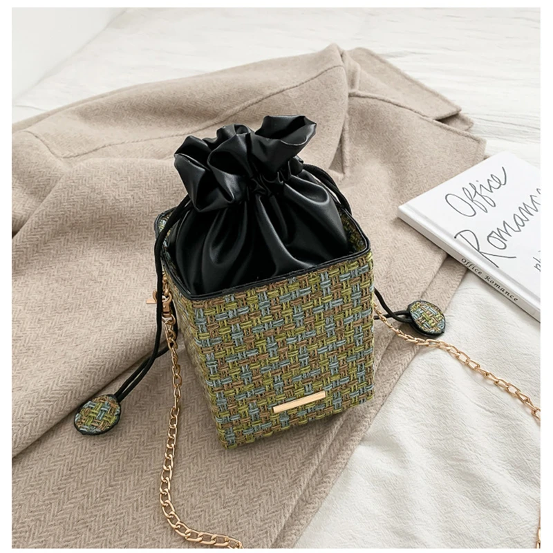 

Drawstring Bucket Women Shoulder Bags Flap Ladies Handbags Box Shape Luxurious Handbags Bags for Women 2019 Sac A Main Fashion