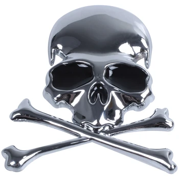 

Metal 3d Wicked Skull Bone Shape motorcycle car emblem badge sticker
