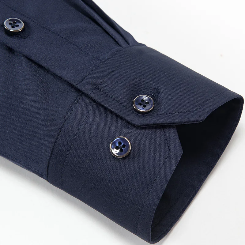 New Stretch Anti-Wrinkle Cotton Mens Dress Shirts Tops Shirt Solid Casual Male Shirts Long Sleeves Slim Fit Camisa Social Blouse