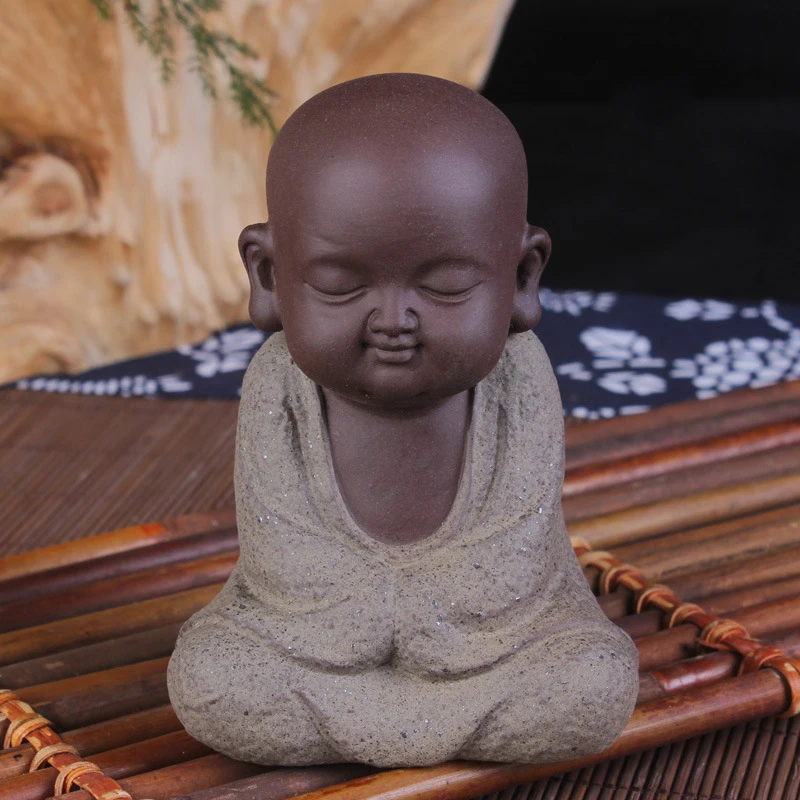 [MGT] Ceramic little monk Buddha Statues tea pet creative home furnishing articles small adornment home decor ornament landscape