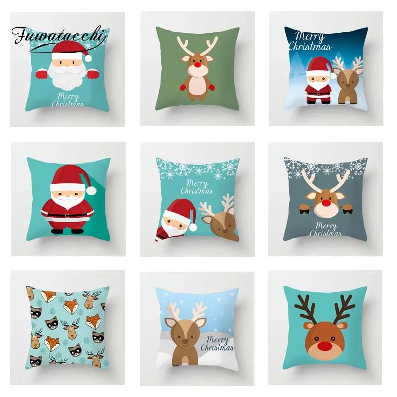 Fuwatacchi Xmas Cartoon Santa Deer Cushion Cover Soft Throw Pillow Decorative Sofa Case Pillowcase | Дом и сад