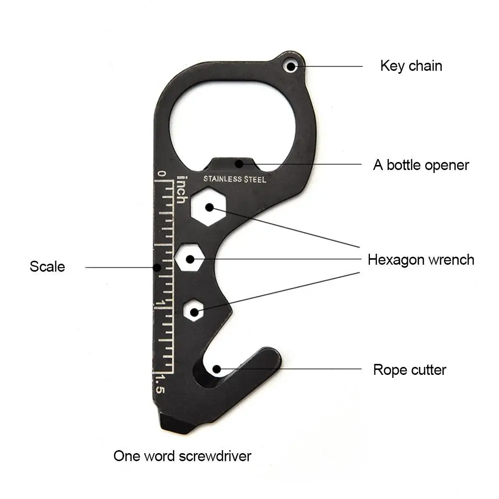 

6-in-1 Multifunctional Tool Card Stainless Steel Portable Bottle Opener Keychain Hexagonal wrench Travel Camping Outdoor Tool