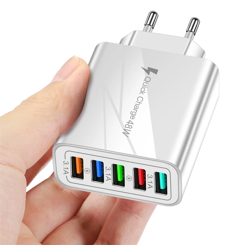 5v 3a usb c 48W USB Charger Charge QC 3.0 Wall Fast Charging for iPhone 13 12 11 X Samsung Xiaomi Mobile 5 Ports EU US Plug Charger Adapter usb charger Chargers