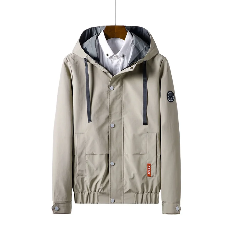 

masculine solid color drawstring with hooded cotton jackets men's slim retro pilot bomber jacket coats male baseball windbreaker