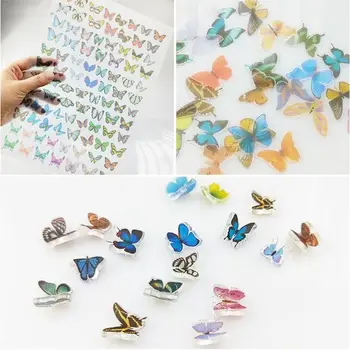 

90Pcs/Sheet 3D Colorful Butterfly Heat Shrink Handmade Resin Nail Art Decorations DIY Crafts Jewelry Making Accessories