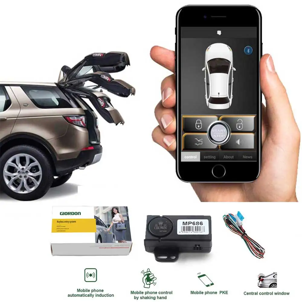 

Auto Keyless Entry Central Locking With Remote Control Mobile Phone App Bluetooth Car Security System Automatic Trunk Opening
