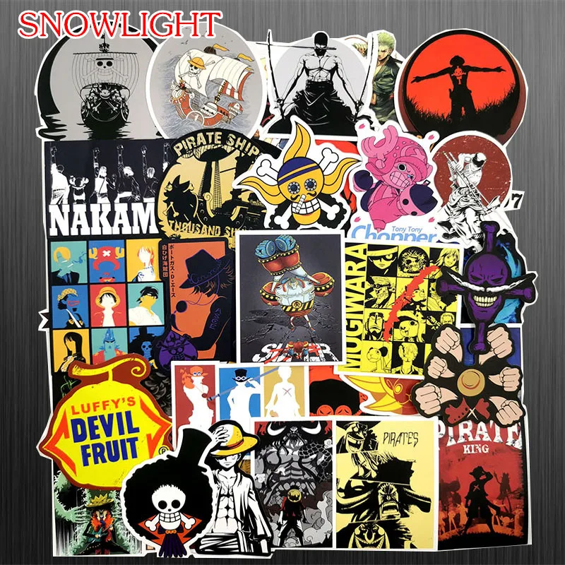 10/30/50/100 pcs/pack Cartoons Anime ONE PIECE Stickers Waterproof Skateboard Suitcase Graffiti Luggage Sticker Kids Toy