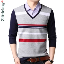 Брендовая Повседневная рубашка поло из двух частей с длинным рукавом, мужская рубашка из джерси в полоску, мужские футболки поло, модная одежда 90384