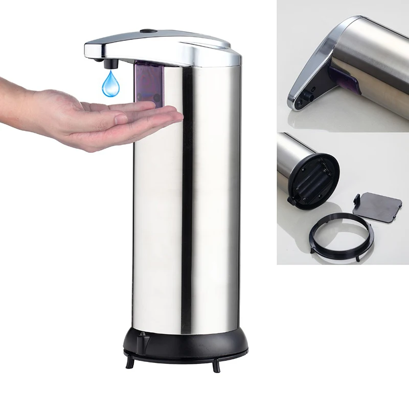 

OUBONI Automatic Sensor Soap Dispenser Stainless Steel Free Touch Sanitizer Dispenser for Kitchen/Bathroom Liquid Soap Dispenser