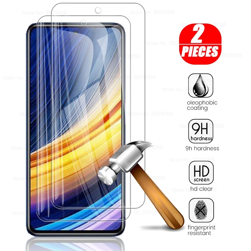 

2PCS Full Cover Protective Glass For Poco X3 Pro Poko Little X 3 F3 M3 M4 X4 Pro F4 GT 5G NFC 4G Safty Screen Protector Film 9H