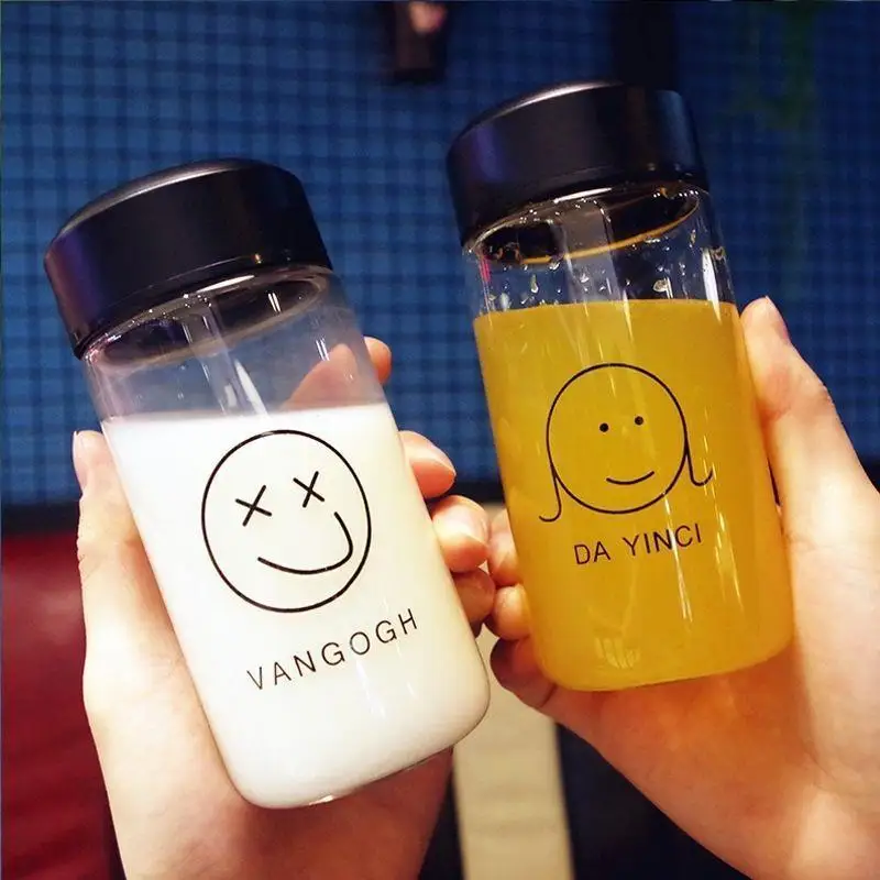 Cup Female Student Korean Version of The Cute Glass Men's Couple Cups Korea Portable Simple Creative Trend Small Water Bottle | Дом и сад