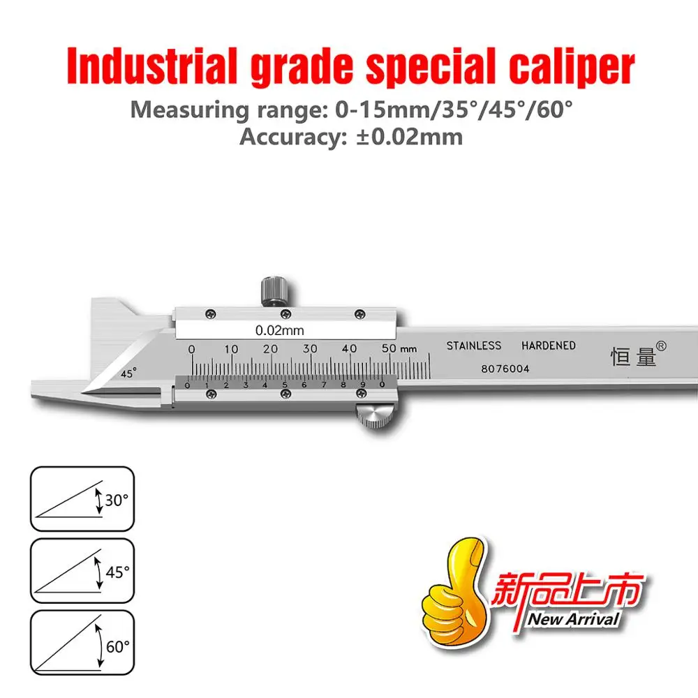 

Precision Work Vernier Caliper Stainless Steel Chamfer Caliper 4CR13 Stainless Steel Measuring Tool 0-30Â°0-45Â°0-60Â°