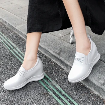 

Karinluna 2020 Dropship Top Quality Inner Heels High Height Increasing Spring Genuine Leather Women Shoes Woman Pumps Female