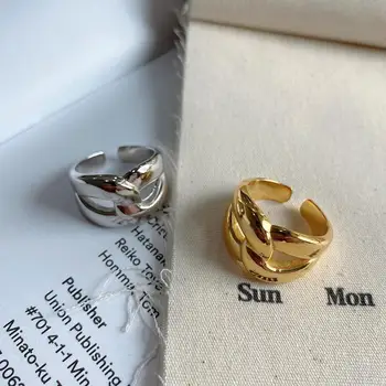 

Amaiyllis 925 Sterling Silver Minimalist Irregular Ring Gold Silver Wide Face Exaggerated Ring For Female Party Jewelry