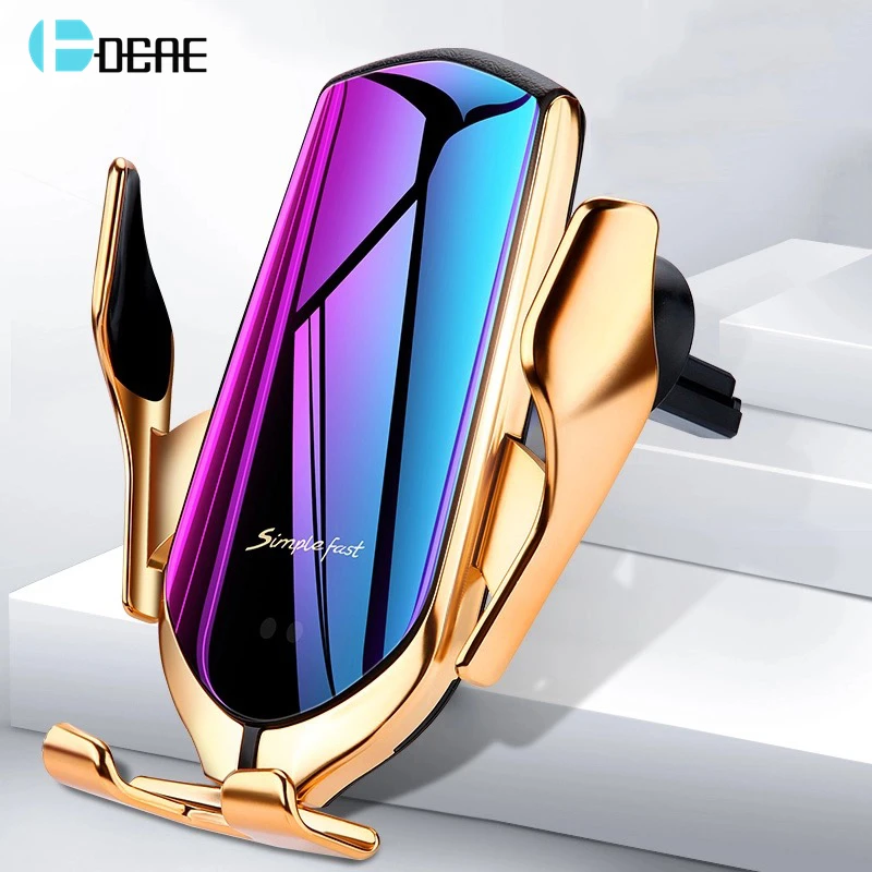 

DCAE Automatic Clamping 10W Car Wireless Charger For iPhone XS XR X 8 11 Pro Samsung S10 S9 S8 Qi Fast Charging Car Phone Holder