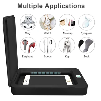 

5V Double UV Phone Sterilizer Box Jewelry Phones Cleaner Personal Sanitizer Disinfection Box with USB Charging for Smartphone