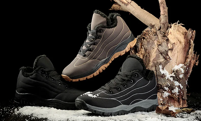 Super Warm Men Boots Waterproof Rubber Snow Boots England Retro Ankle Boots High Top Men Winter Shoes Big Size 35-46