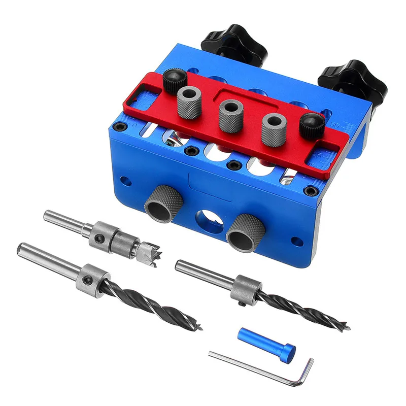 

3 In 1 Woodworking Drill Guide Set Hole Puncher Dowelling Jig Positioner Clamp Dowel Tenon Punching Tools Carpentry Tools Kit
