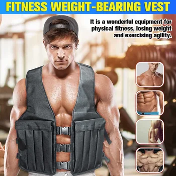 

Black Weight Vest Running Sports Weight Bearing Boxing Training Workout Adjustable Waistcoat Jacket Sand Bag Fitness Equipment