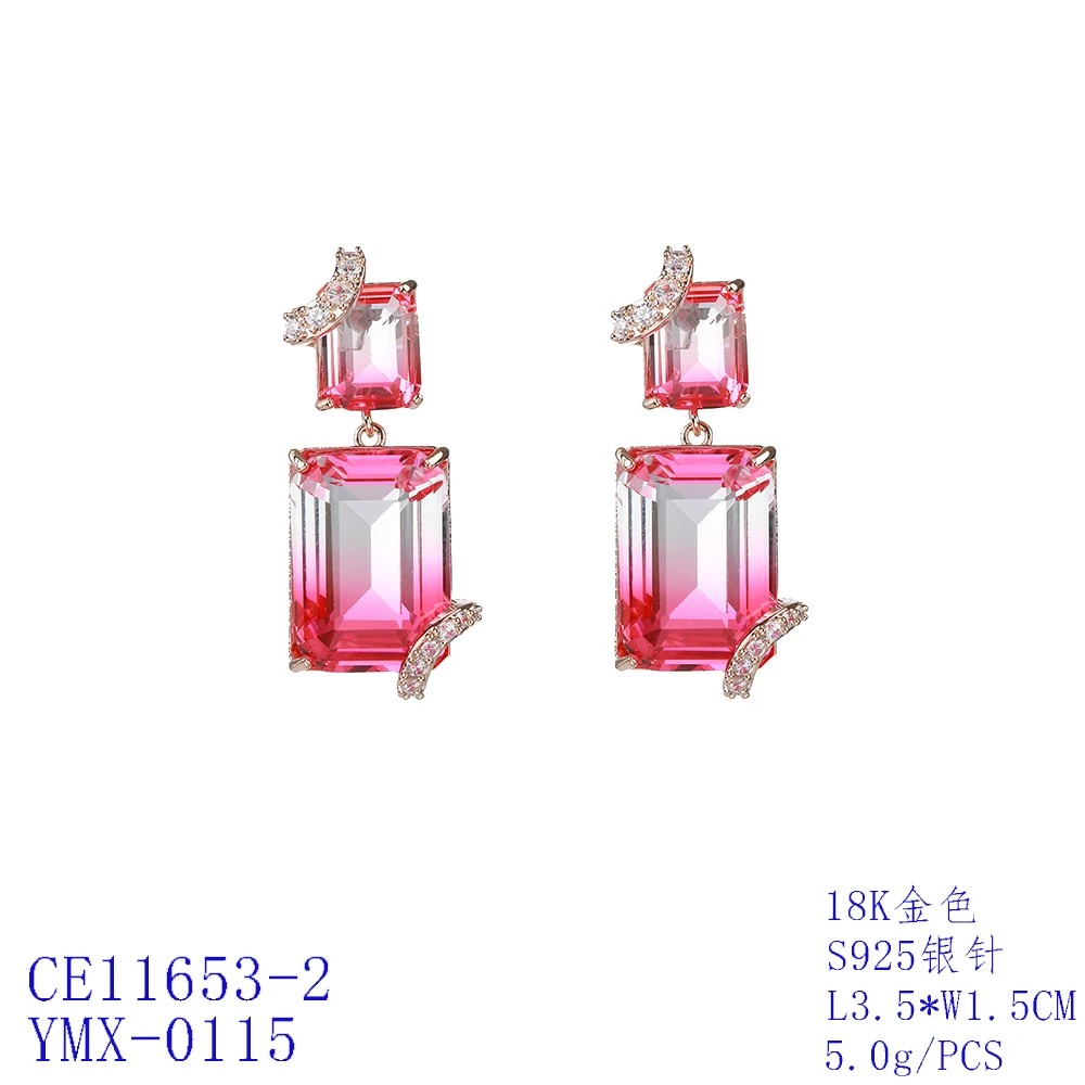 Square Cubic Zircon Earrings for Wedding Bride CZ Drop Earring for Women,Popular Jewelry Accessories for Girl CE11653