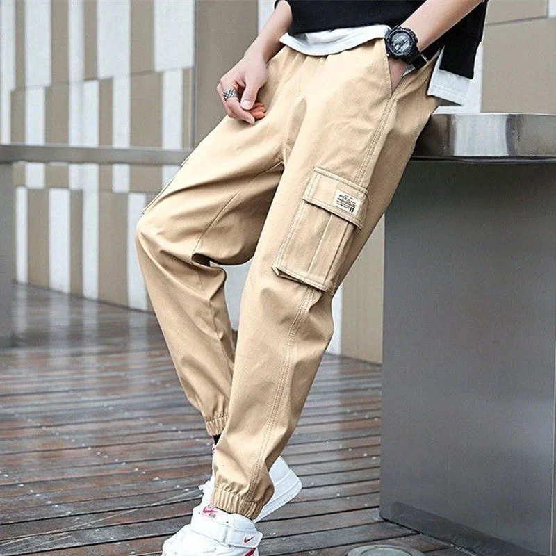 HOUZHOU Black Cargo Pants Men Joggers 