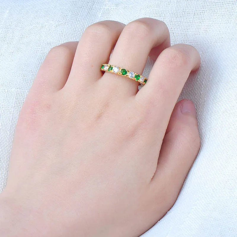 Bague Ringen серебряное 925 кольцо с 3 мм Цирконом изумруд драгоценный камень прыгающий Ретро великолепное классическое Кольцо женское украшение подарок size5-9