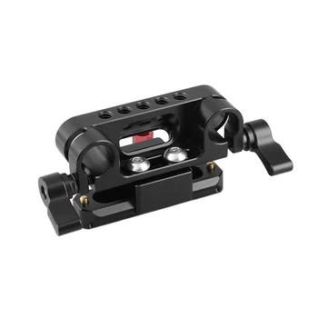 

HDRIG 15mm Dual Rod Clamp Adapter Quick Release NATO Clamp 70mm Safety Rail with Red Locking Lever for Camera Cage