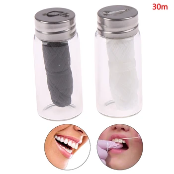 

2 Colors 30M Eco-Friendly Teeth Flosser Dental Flosser Oral Hygiene Teeth Cleaning Wax Bamboo Dental Floss Spool Toothpick