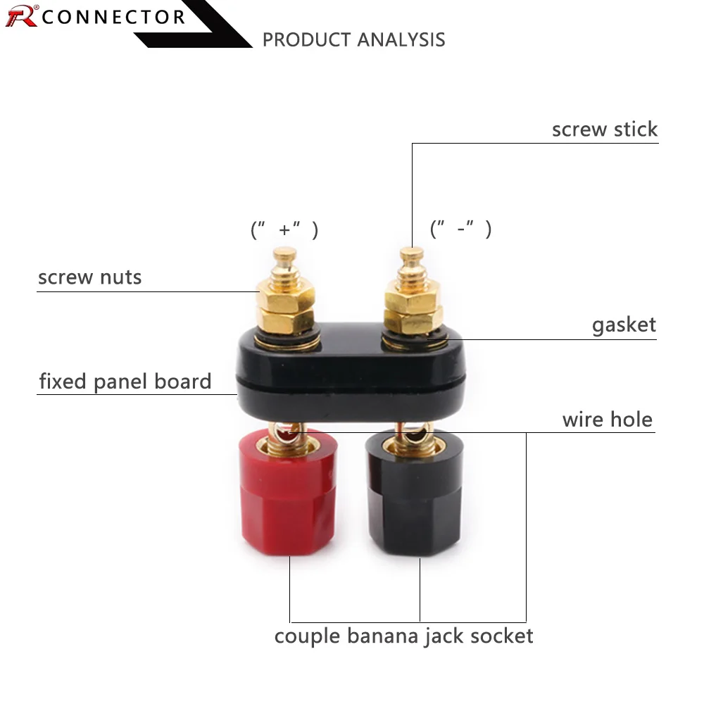 Facmogu Gold Plated 4mm Binding Post Banana Plugs for Amplifier Speaker Terminal Plug with Transparent Covers Connectors 2 Pairs Red Black Small-Short