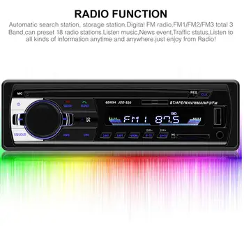 

Car Radio Stereo Player MP3 USB/SD/FM/AUX-IN In-Dash Display 1 Din