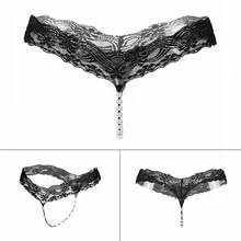 Lingerie erótica feminina lingerie pornô sexy quente miçangas g corda tangas rendas transparente cintura baixa chemise roupa interior sexo trajes(China)