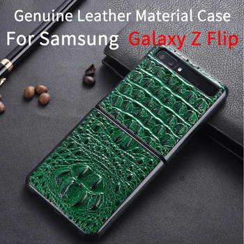 

Genuine Leather Samsung Galaxy Z Flip Case SM-F700F Case 2020 Protection Cover Samsung Galaxy Z Flip Shell Shockproof Cover