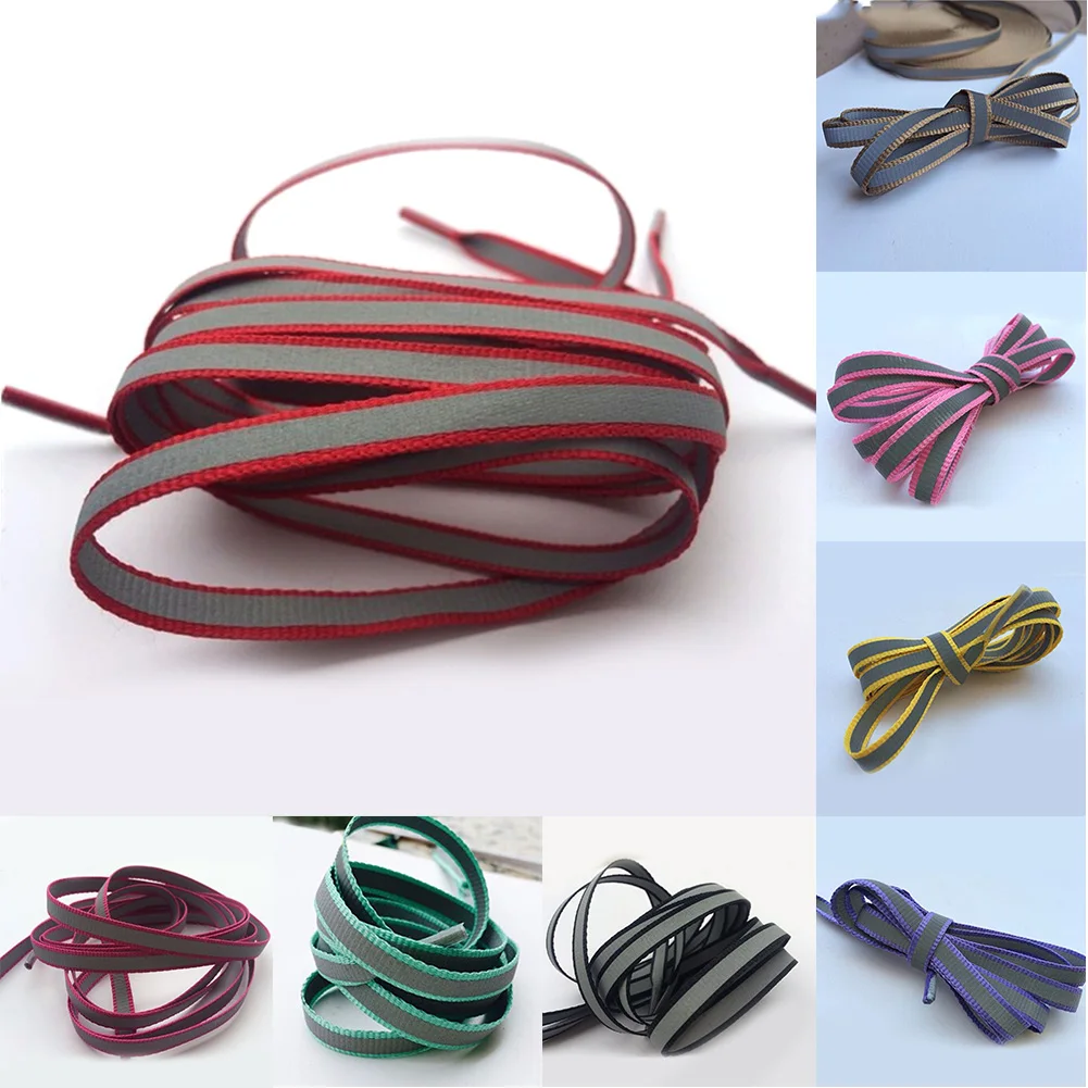 1 Pair High Quality Flat Reflective Runner Shoe Laces Unisex Sport Basketball Luminous Glowing Shoelaces Free Shipping