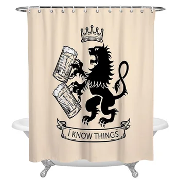 

Something Lion Beer Print Shower Curtains Polyester Fabric Home Bathroom Decor Large Waterproof Shower Curtain