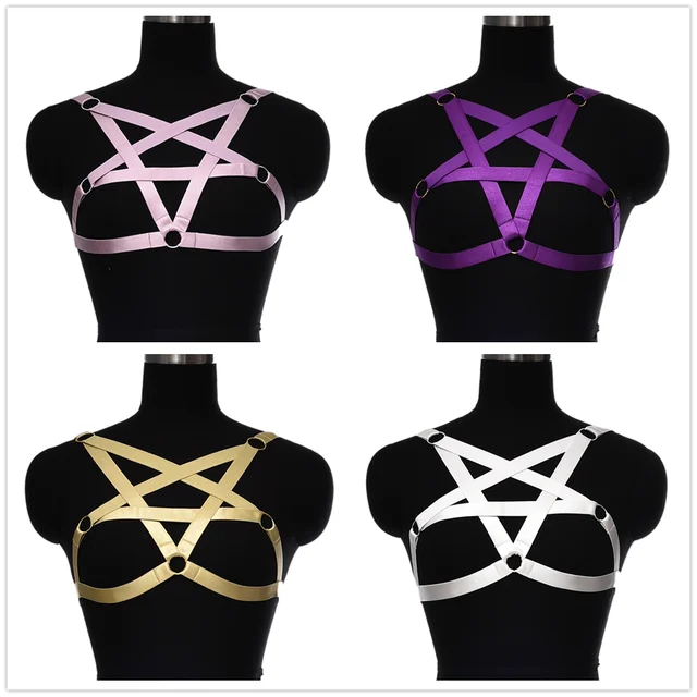 Gothic Underwear Pentagram Body Harness Crop Top Belt Harajuku Bondage Sexy  Lingerie Elastic Body Cage Harness - AliExpress