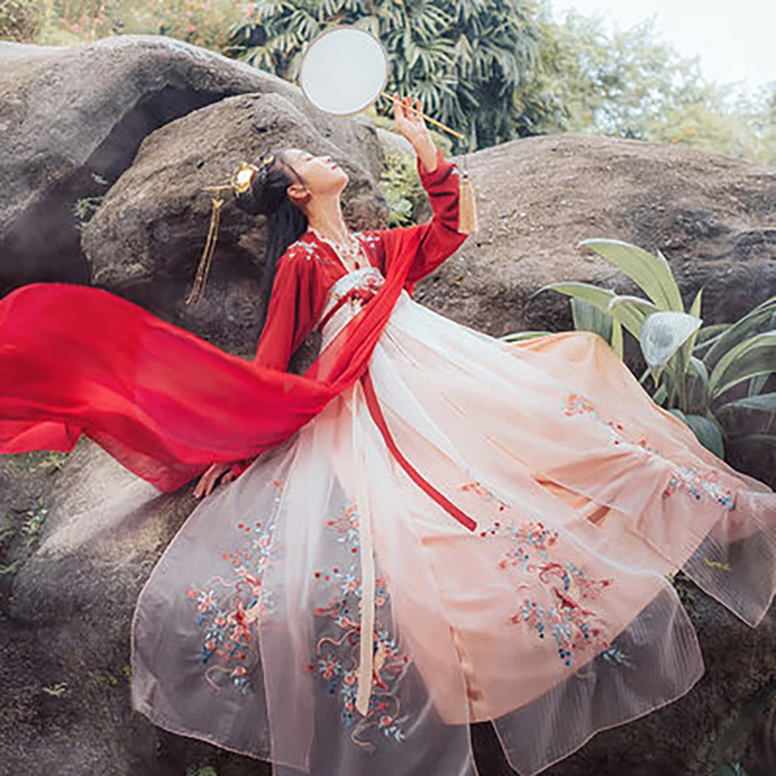 Hanfu древний китайский костюм платье Koi традиционная китайская одежда для женщин