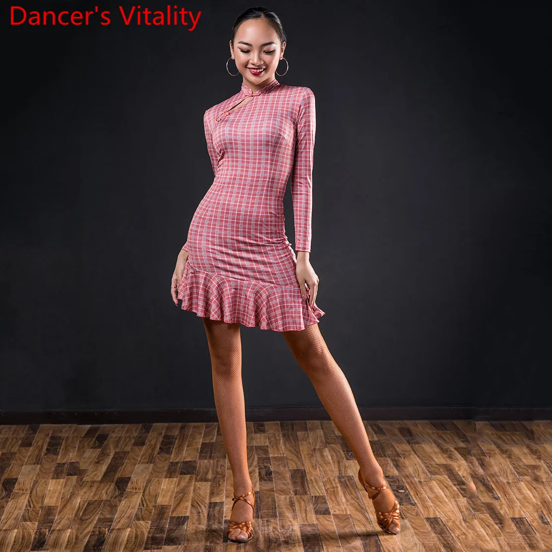 

Latin Dance Performance Clothes Women Adults Fashion Long Sleeve Dress National Standard Rumba Samba Tango Dancing Training Suit