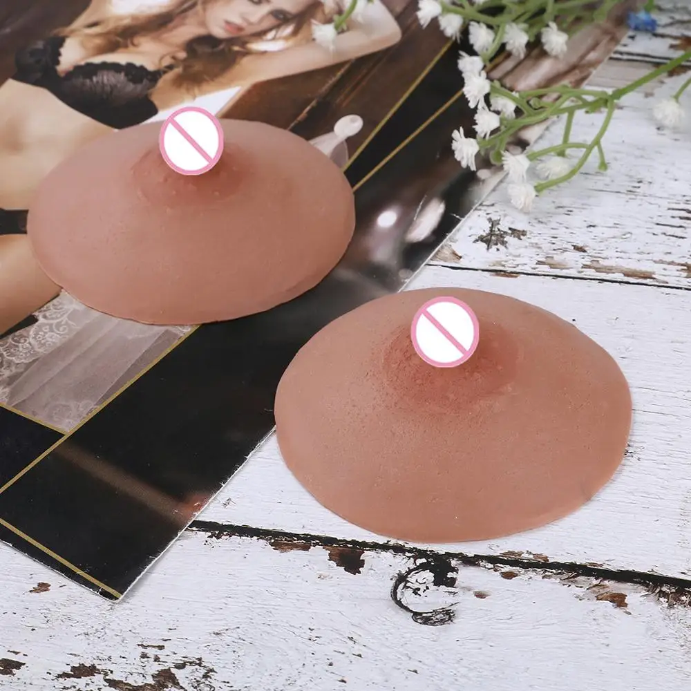 1 Pair Self Suction Washable Reusable Silicone Nipples for Breast Form Crossdresser Cosplay