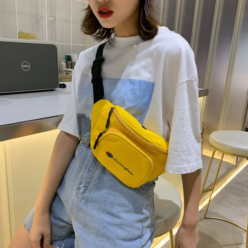 

New Style Korean-style Canvas Chest Bag Women's INS GIRL'S Ulzzang Harajuku Versatile Wallet 2019 Bag WOMEN'S Messenger Bag