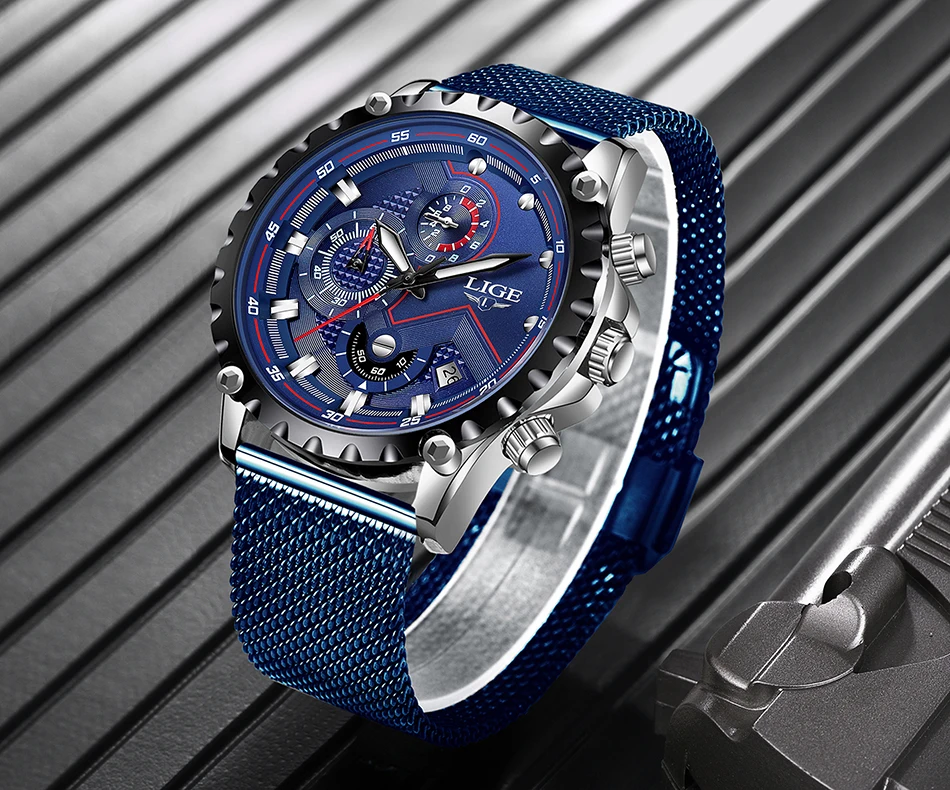 Relogio LIGE новые мужские s часы мужские модные топ брендовые Роскошные из нержавеющей стали Синие кварцевые часы мужские повседневные спортивные водонепроницаемые часы