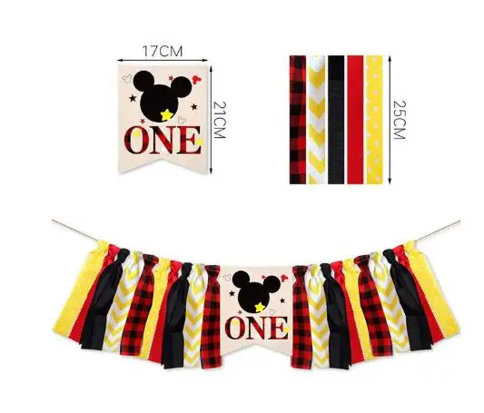 Mickey Mouse Party Baby Disposable Tableware Cup Cake Topper Ballon Boy and Girl Birthday Party Kids Party Supplie Color Decor 1pcs-tassel2