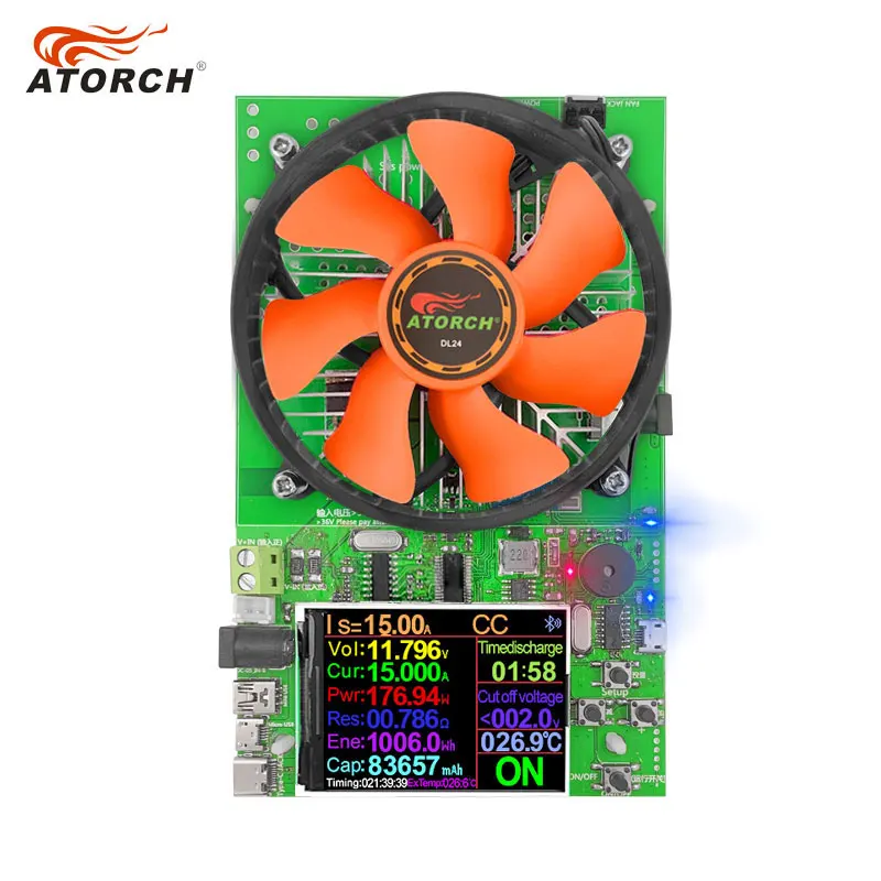 US $39.84 150w Color 24 Dc Usb Tester App Electronic Load Lithium Battery Capacity Monitor Discharge Charge Power Meter Supply Checker
