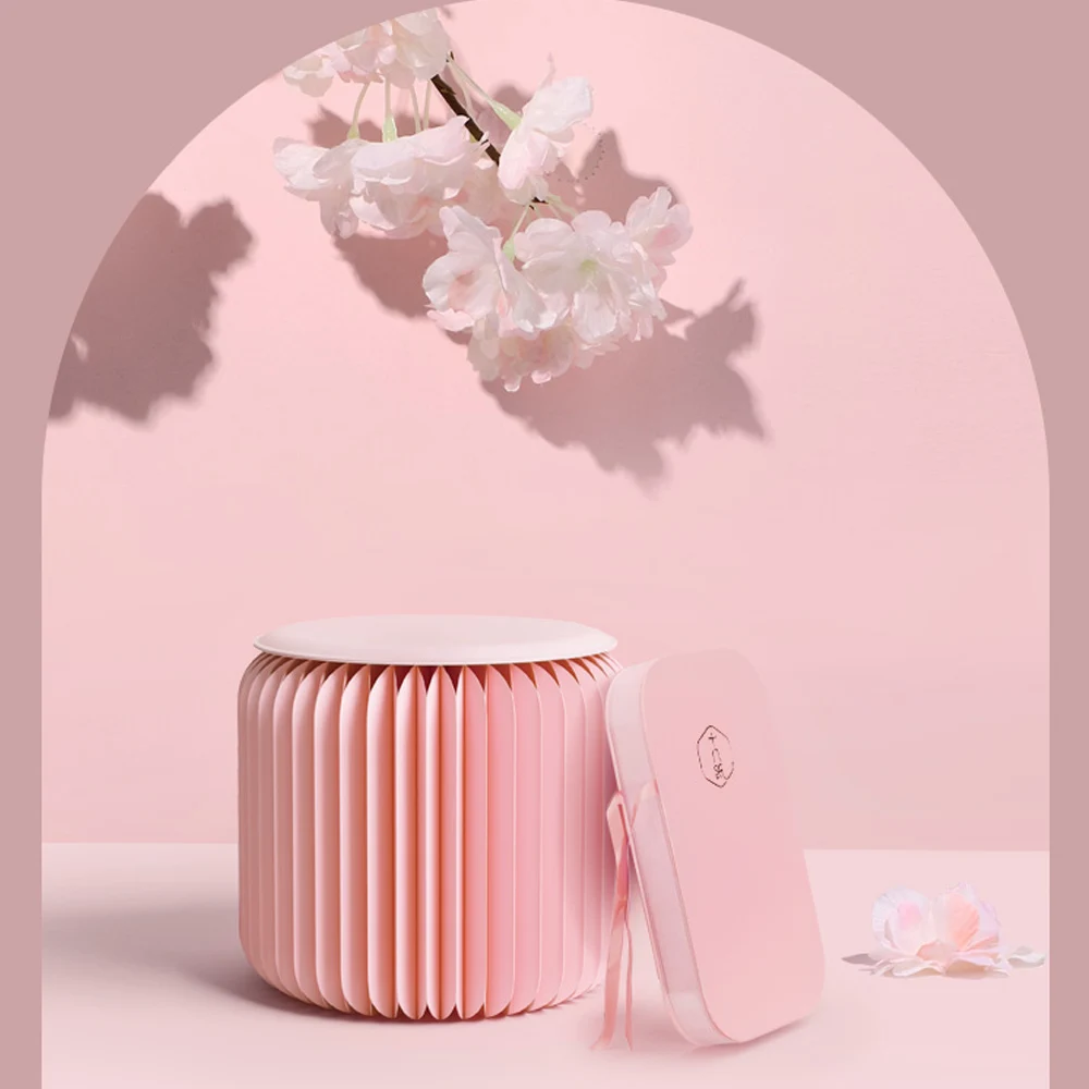 Small paper stool ins pink folding round with leather cushion fashion tea table net red furniture | Мебель
