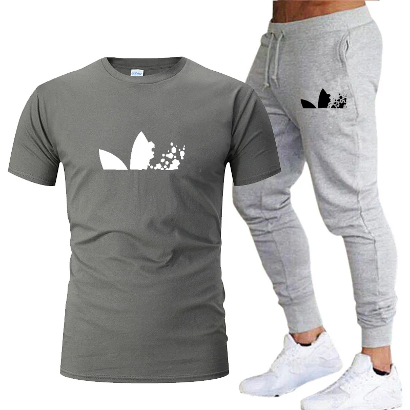 

2020 Men Sweatpants+men running t-shirts men sets jogging Sportswear men Pants Gym Fitness Sportswear Tracksuit Training Pants