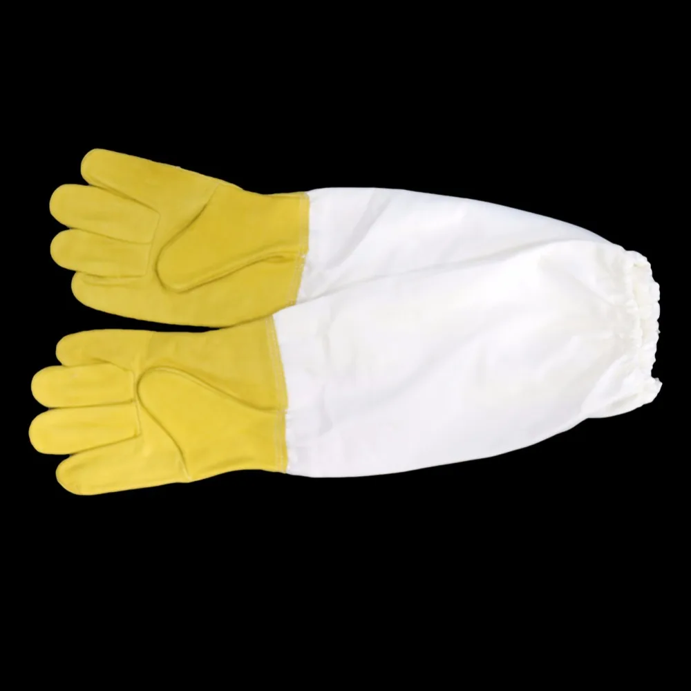 1 пара анти-пчелиные перчатки защита от пчел перчатки серый желтый искусственная кожа полиэстер хлопок перчатки оборудование для пчеловодов